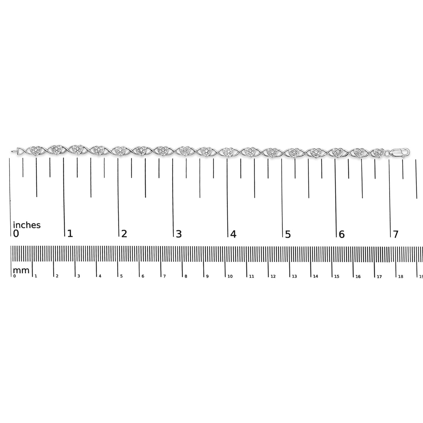 .925 Sterling Silver Diamond Accent Heart Link Bracelet (I-J Color, I3 Clarity) - 7.25"